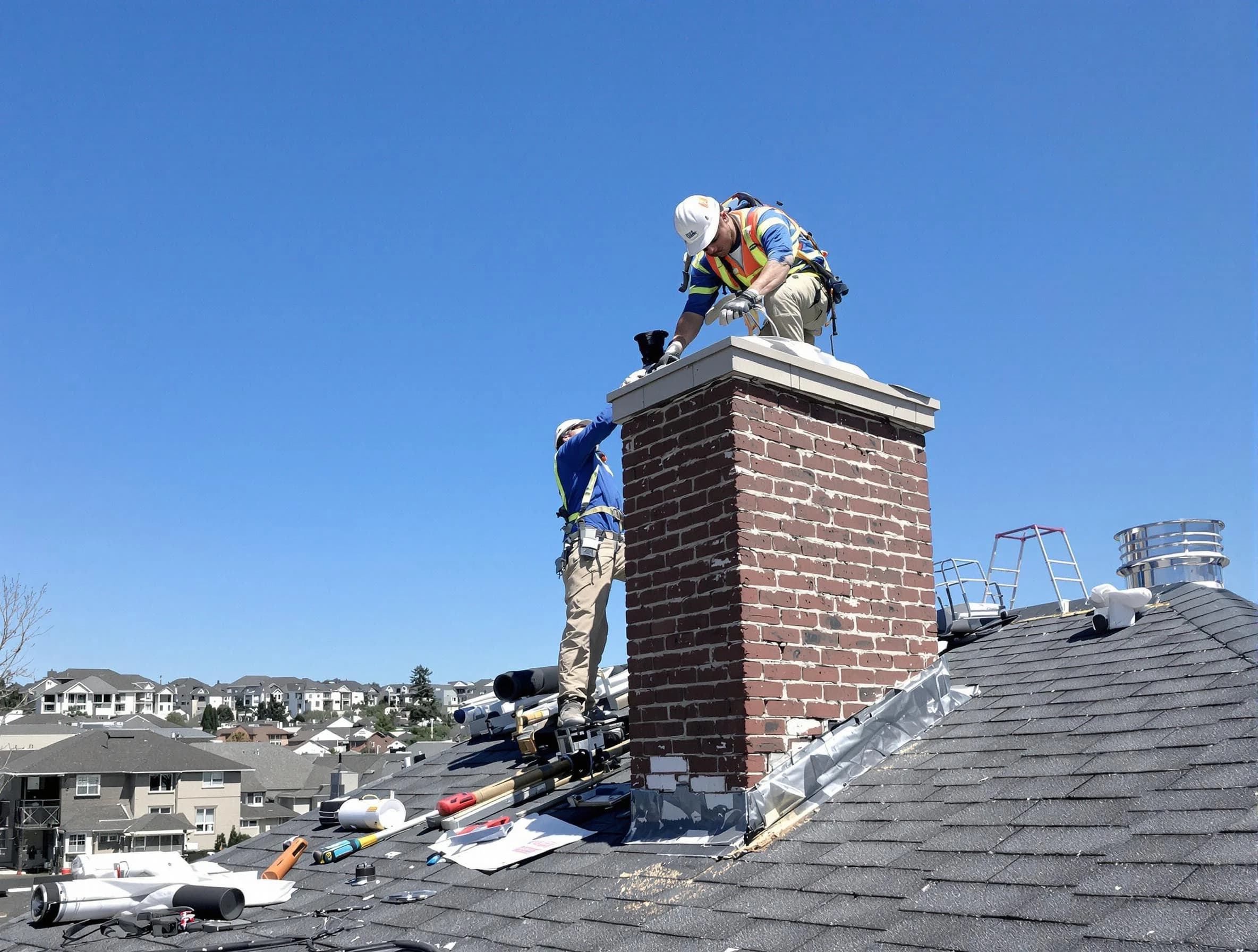 Derby Chimney Sweep repairing a chimney crown in Derby, CO