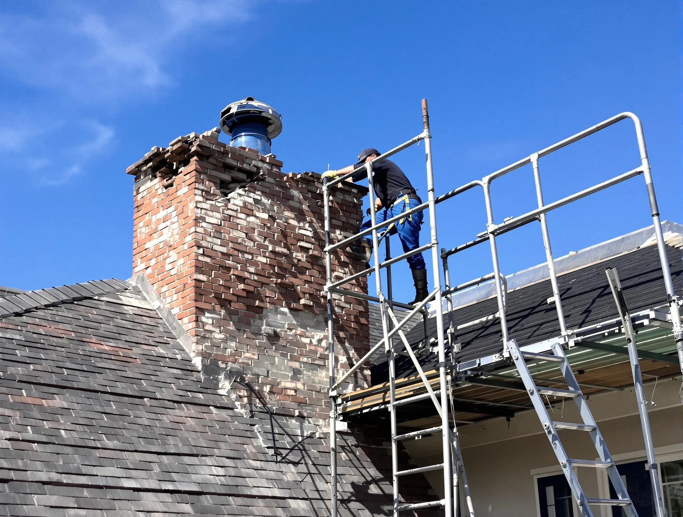 Rebuilding a chimney structure by Derby Chimney Sweep in Derby, CO