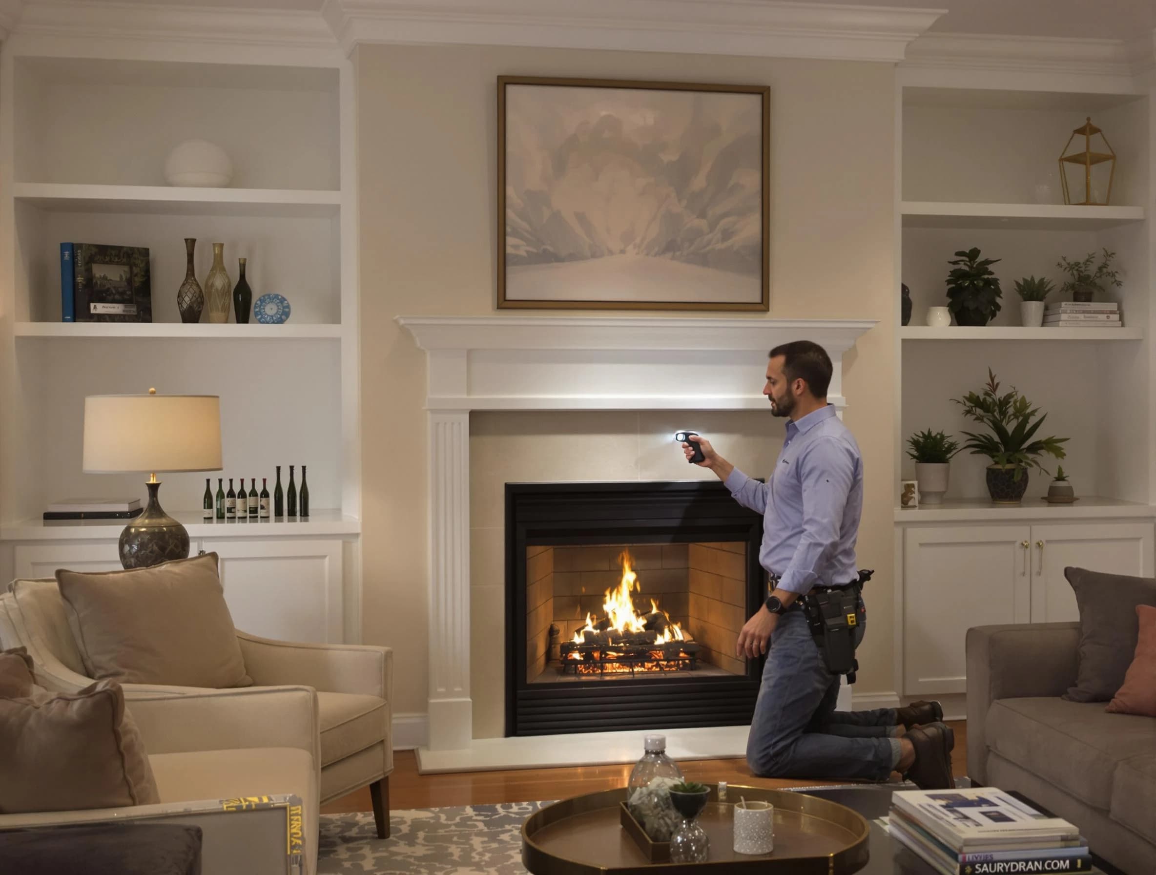 Derby Chimney Sweep conducting a fireplace safety inspection in Derby, CO