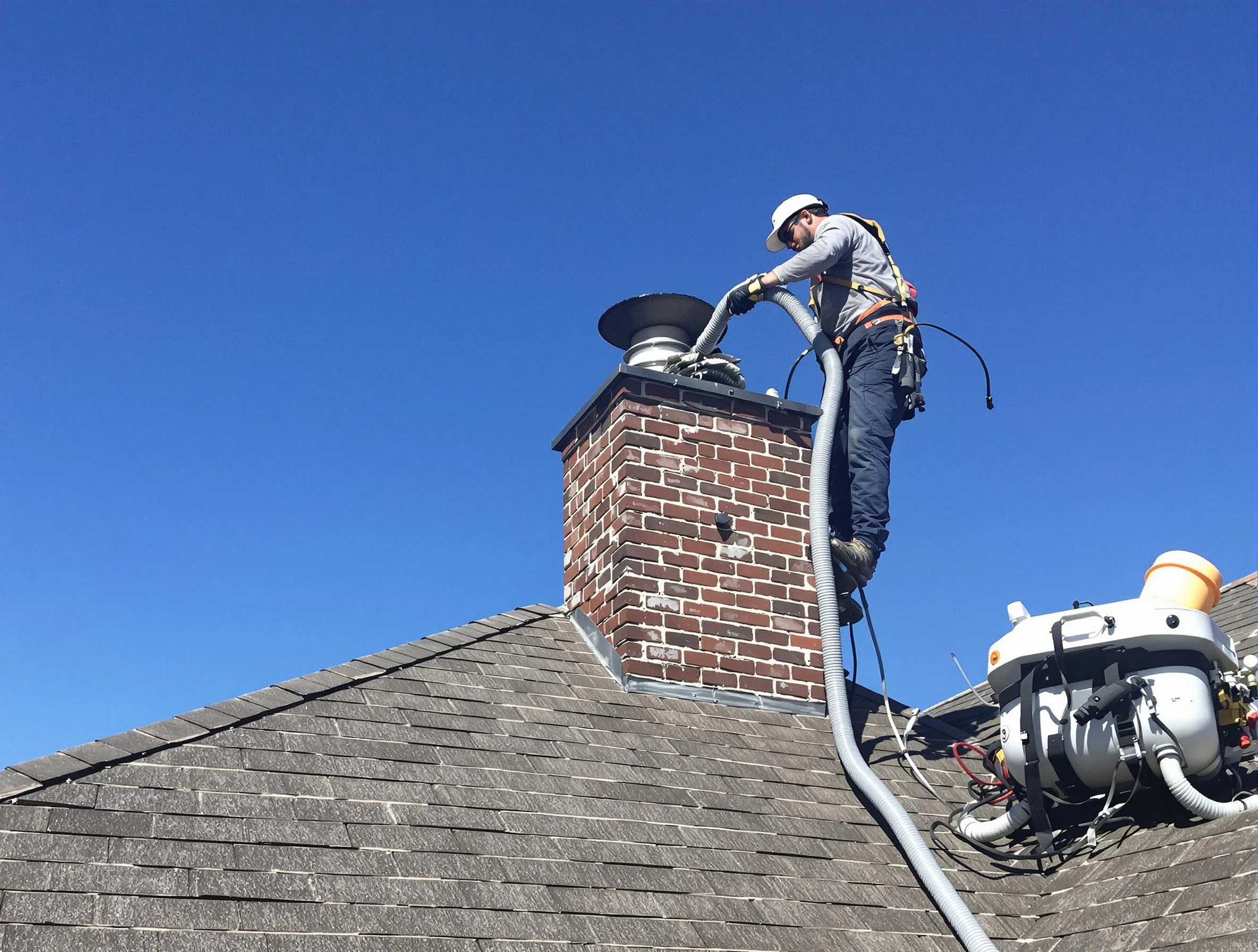 Dedicated Derby Chimney Sweep team member cleaning a chimney in Derby, CO