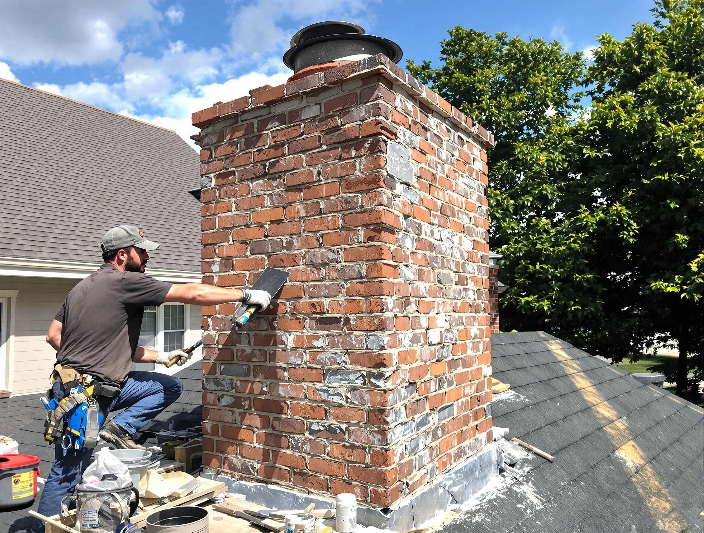Completed chimney rebuild by Derby Chimney Sweep in Derby, CO