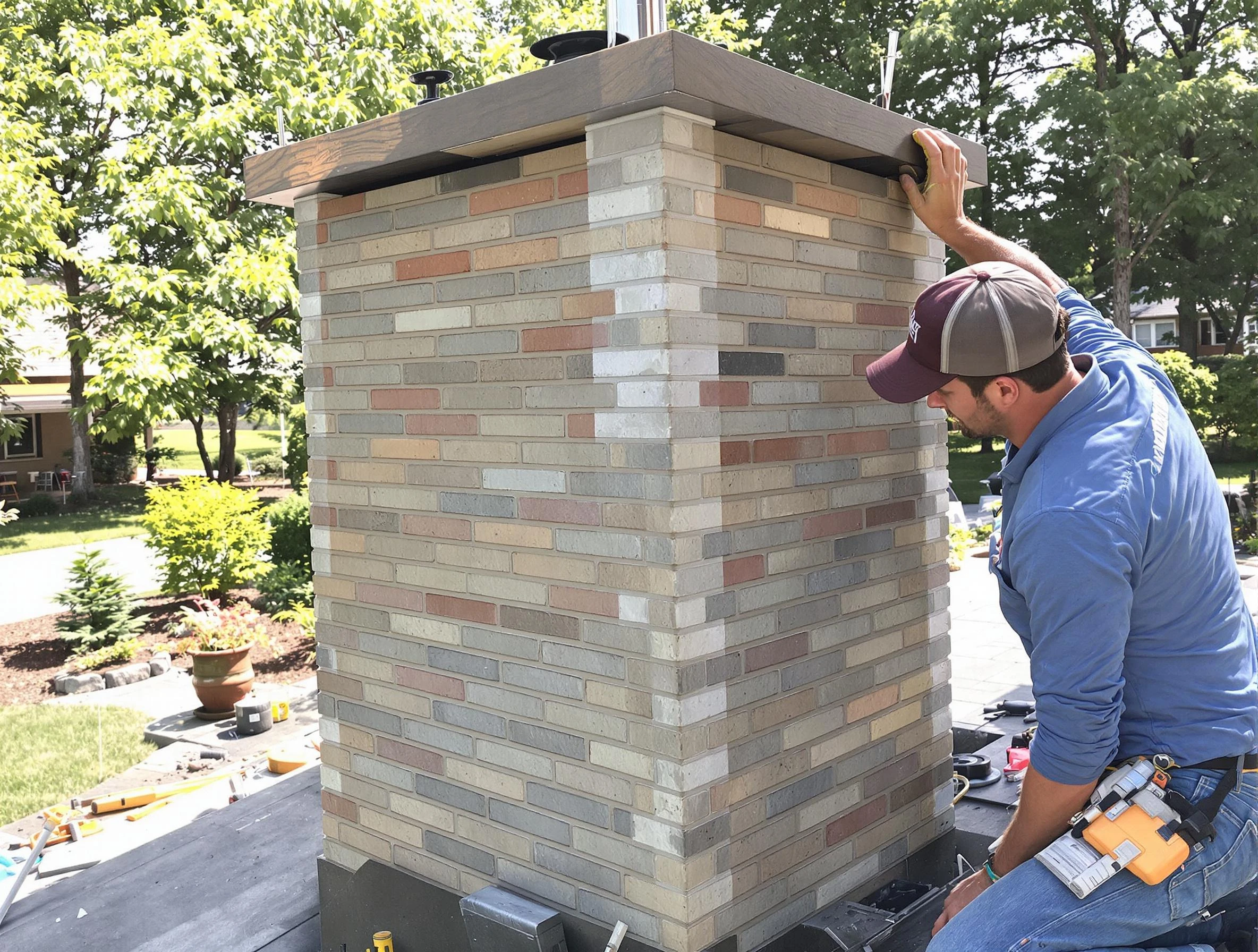 Derby Chimney Sweep completing a modern chimney remodel in Derby, CO