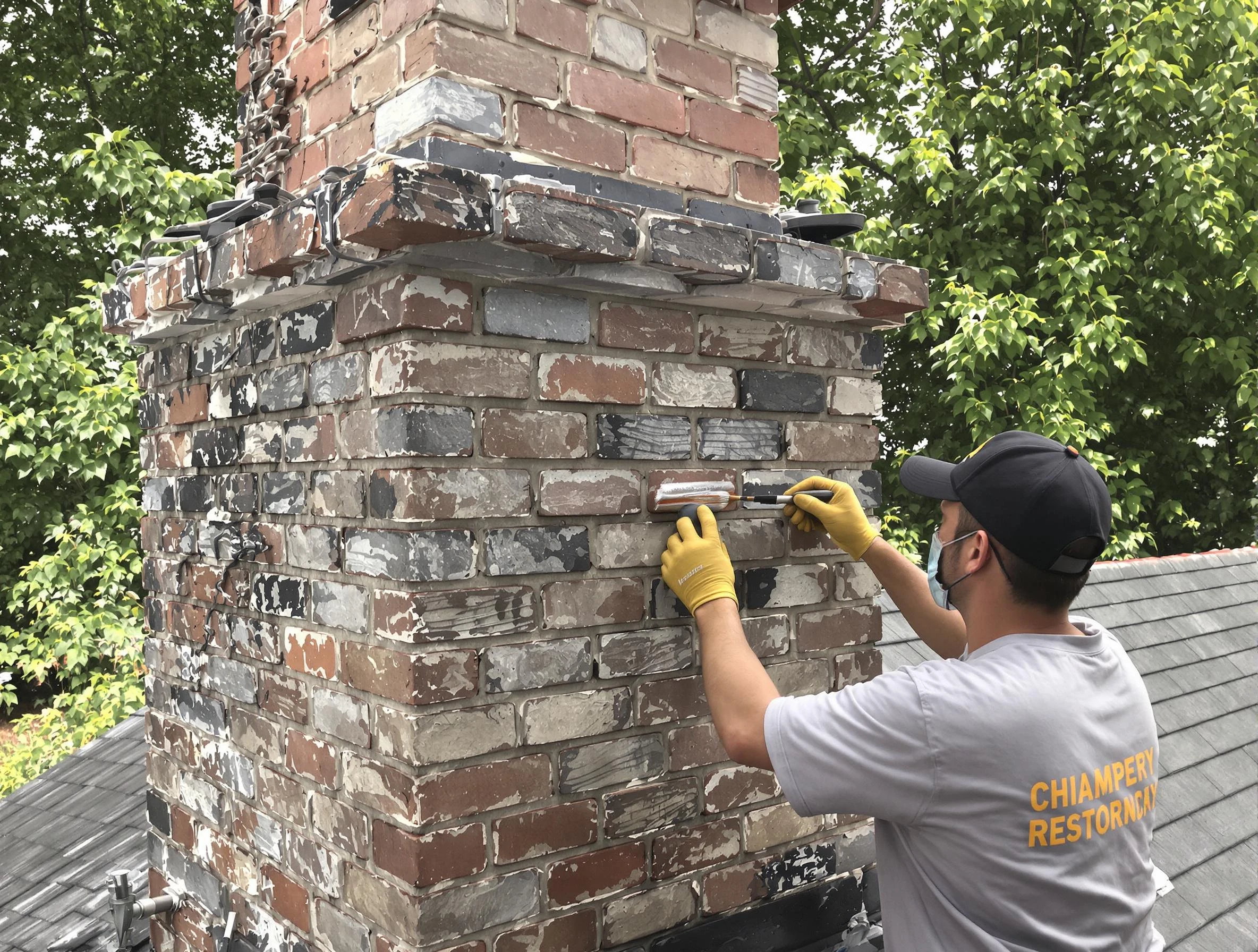 In-progress chimney restoration by Derby Chimney Sweep in Derby, CO