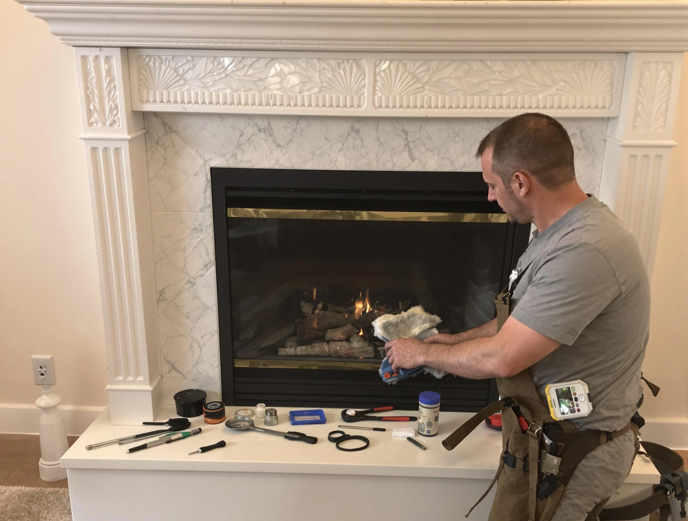Derby Chimney Sweep performing fireplace maintenance in Derby, CO