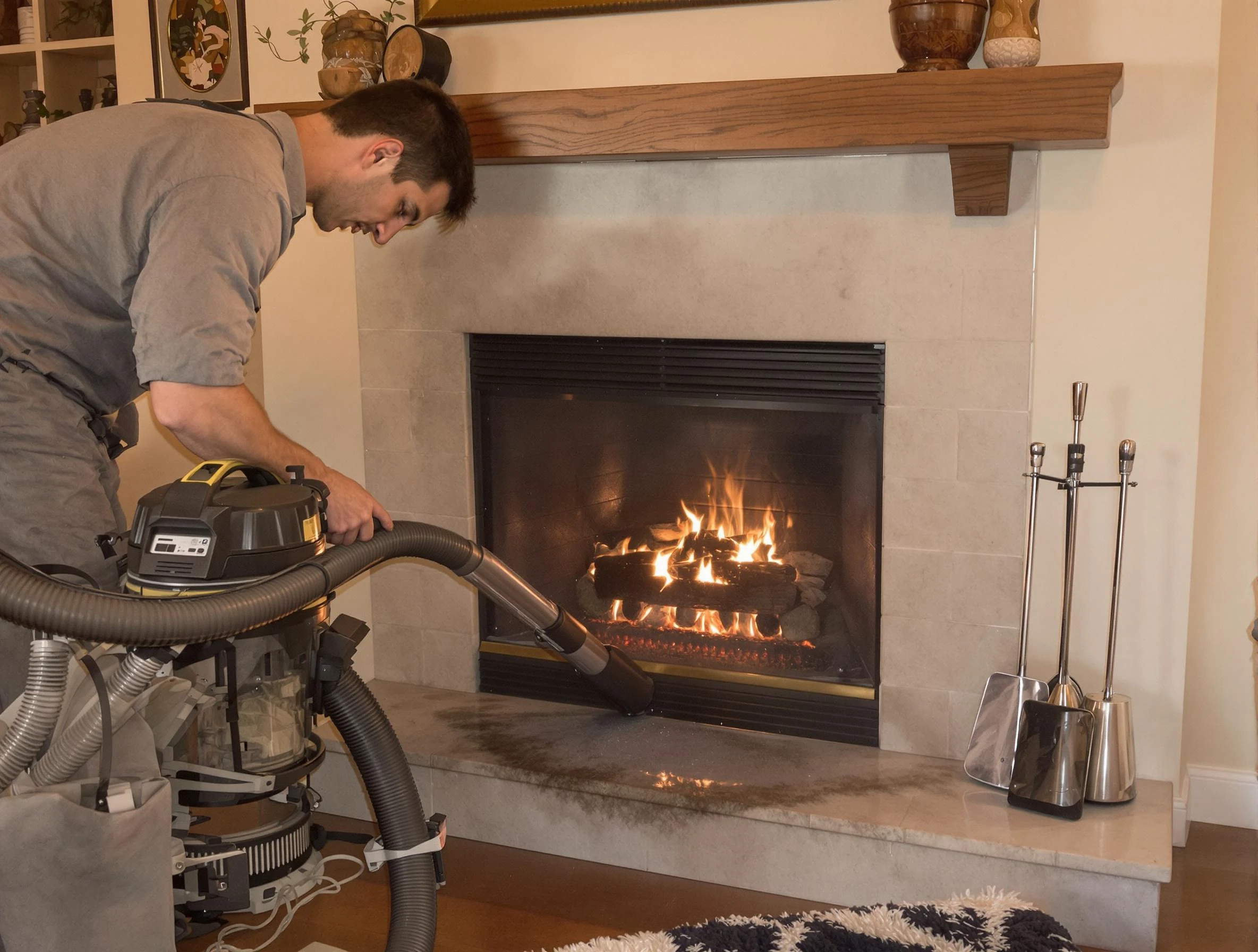 Routine fireplace upkeep by Derby Chimney Sweep in Derby, CO